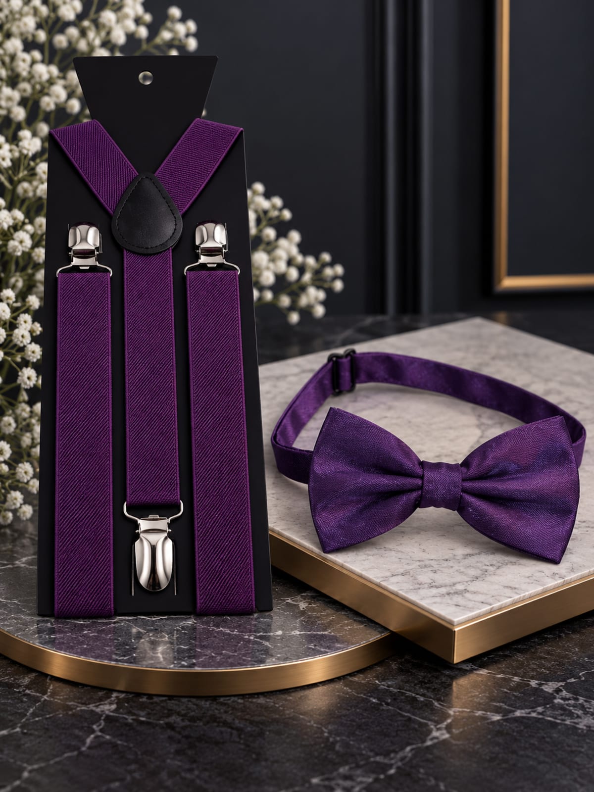 Ensemble bretelles + noeud papillon assortis