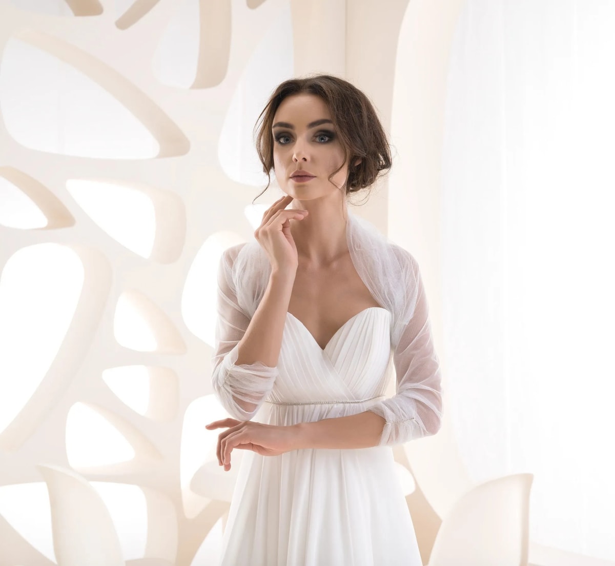 Boléro B119 tulle stretch pailleté manches 3/4