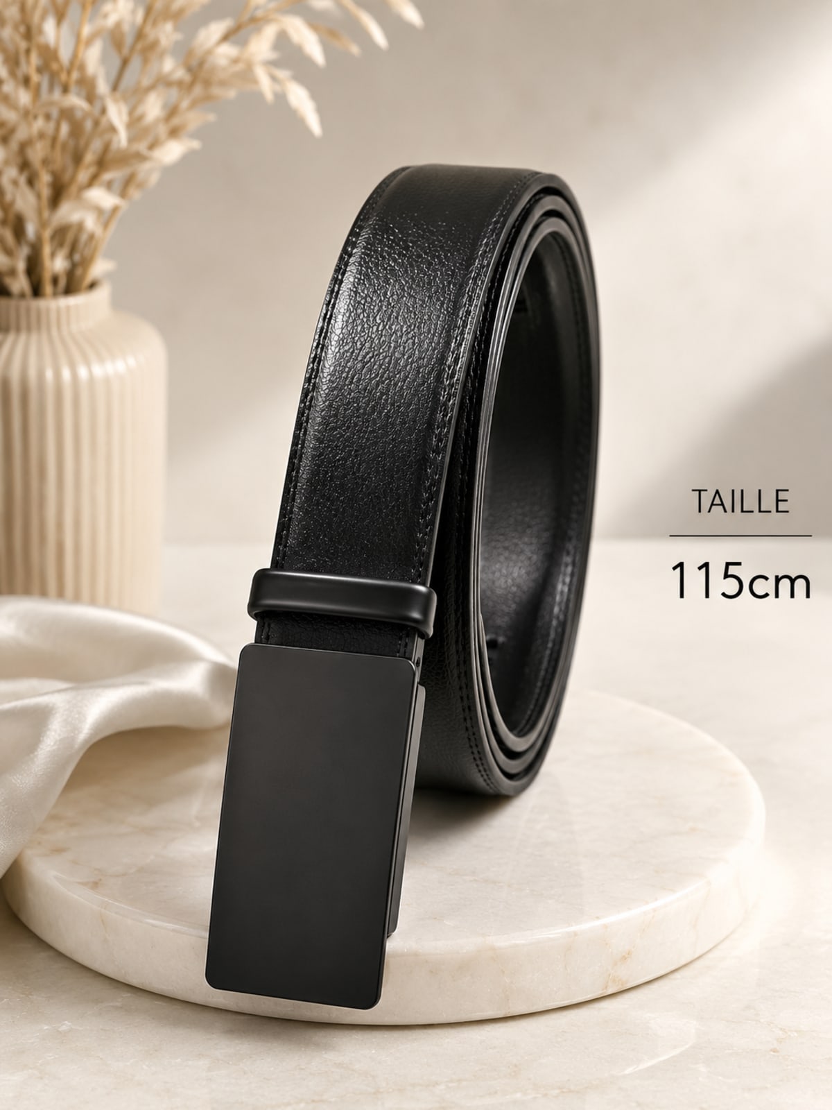 Ceinture ajustable noir à boucle automatique