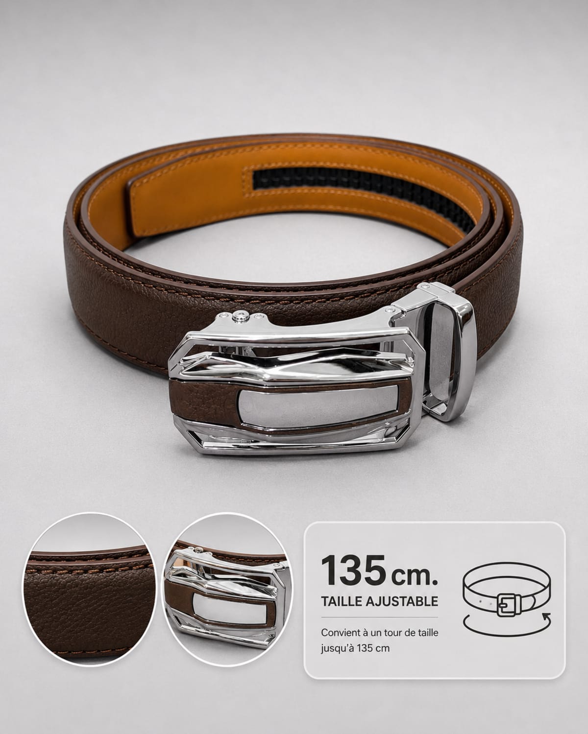 Ceinture cuir marron chocolat
