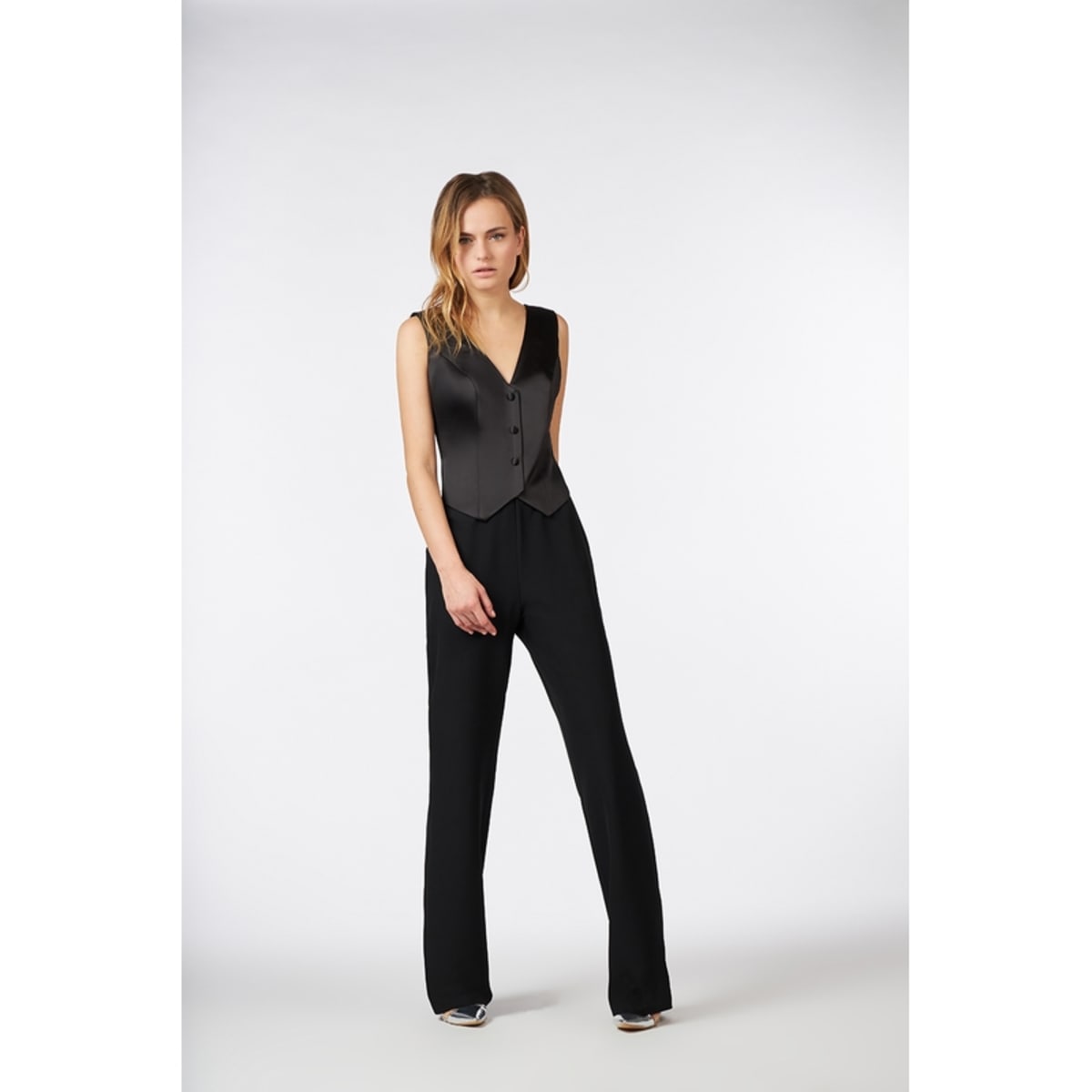 Ariana — ensemble smoking femme 3 pièces col châle satiné