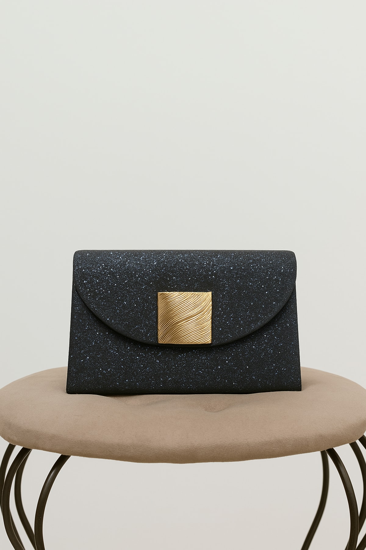 Pochette bleu paillettes