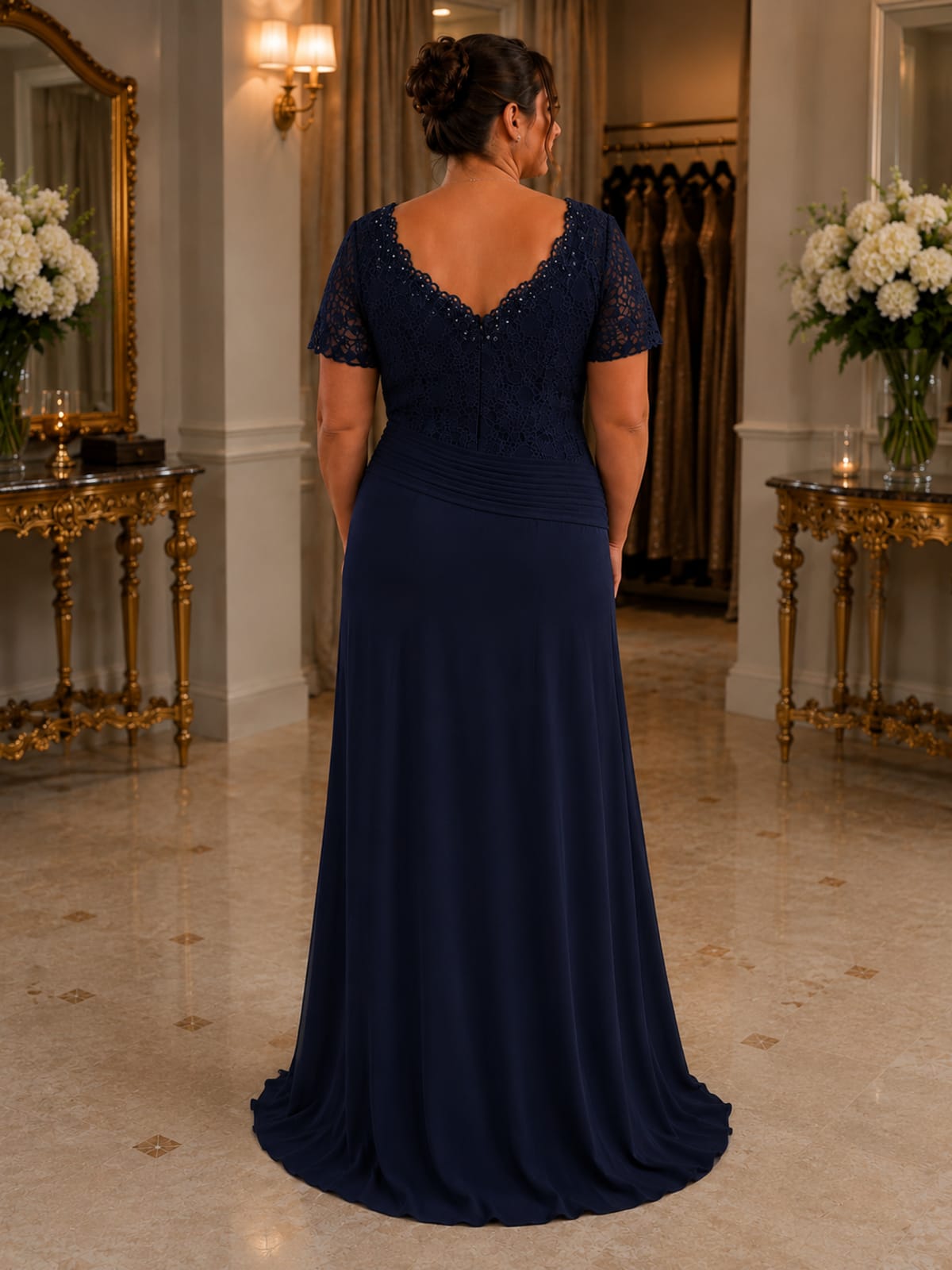 Callie — robe longue dentelle et strass jupe mousseline