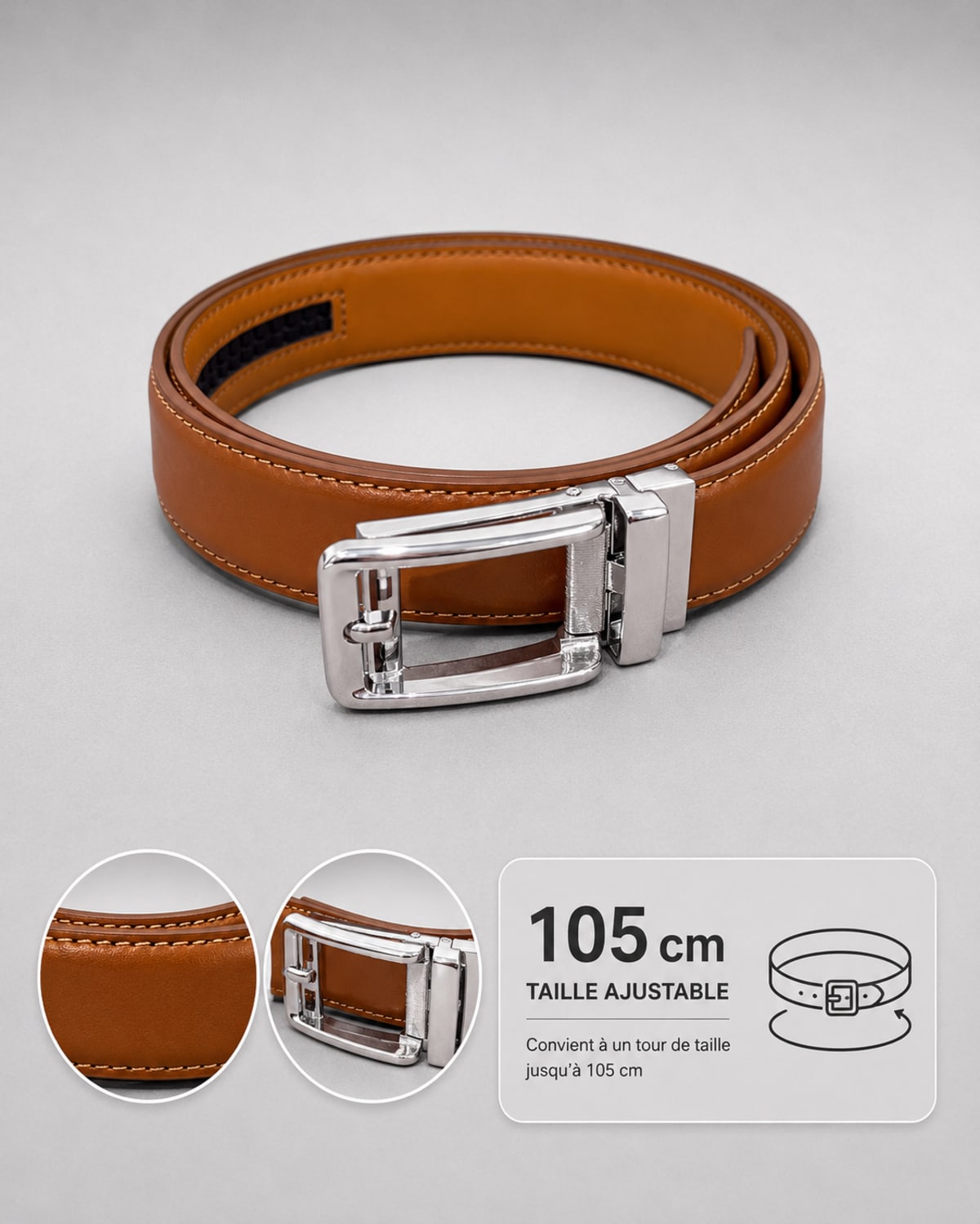 Ceinture cuir marron clair