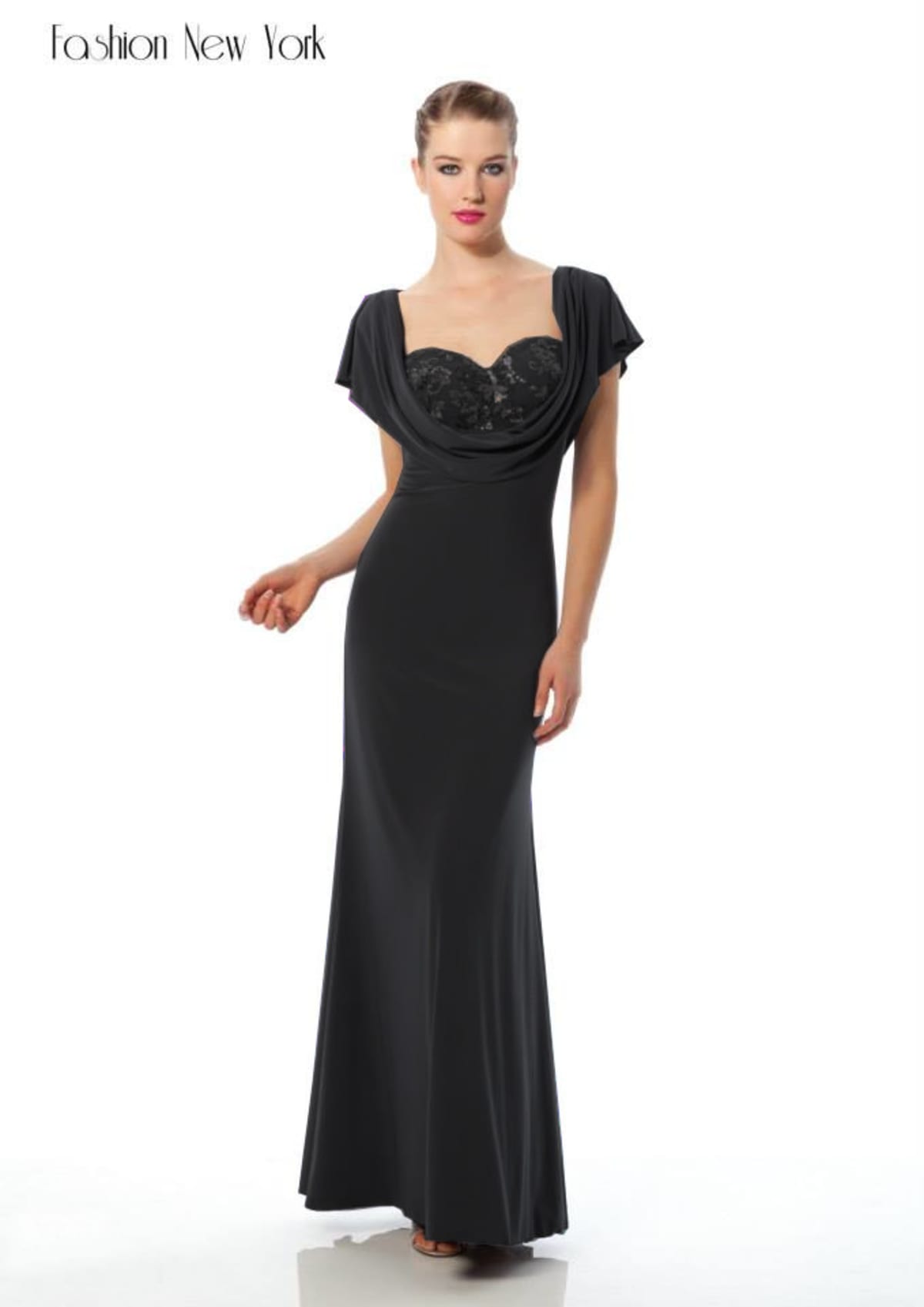 Simra — robe droite décolleté V sequins poitrine