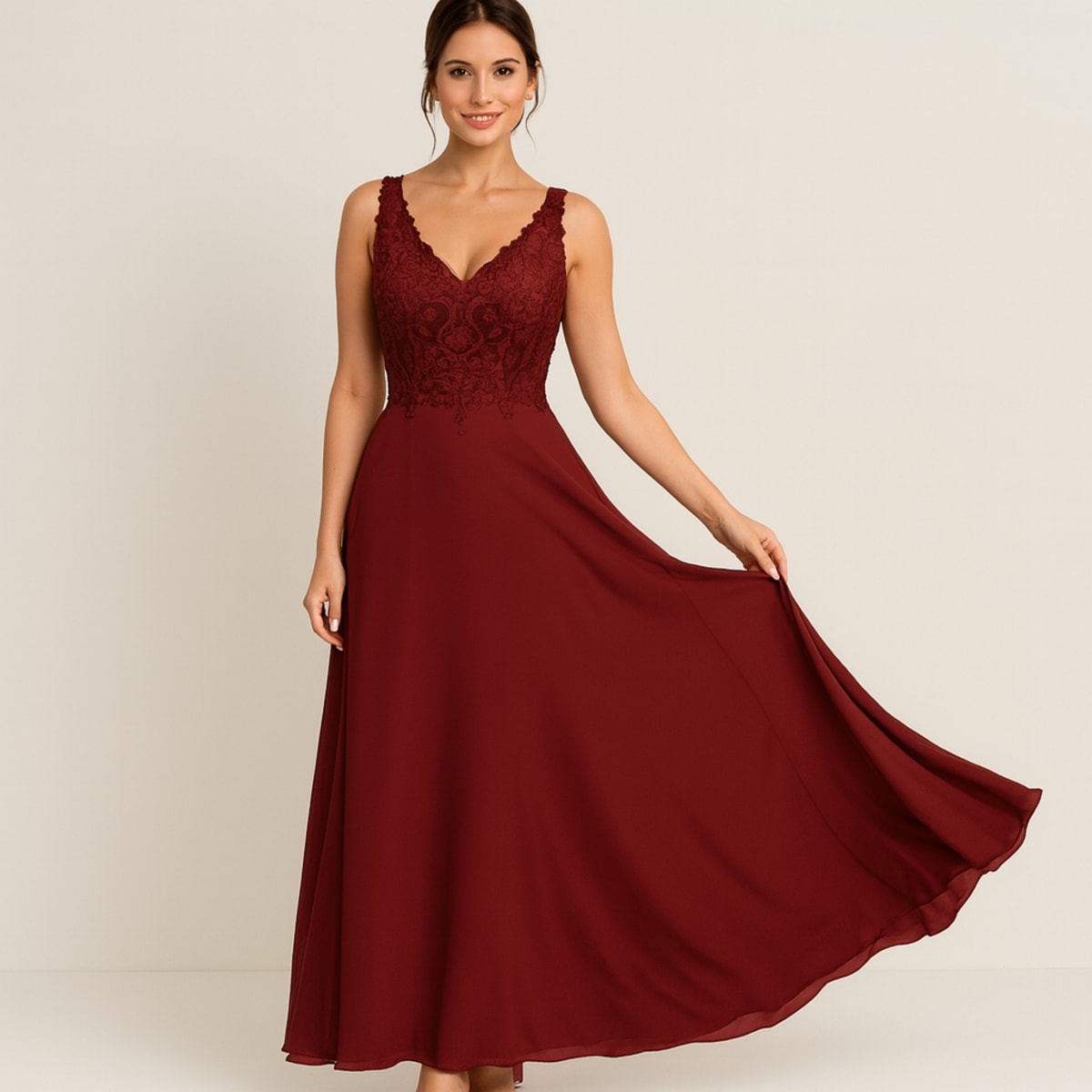 Ella — robe longue bustier dentelle et mousseline