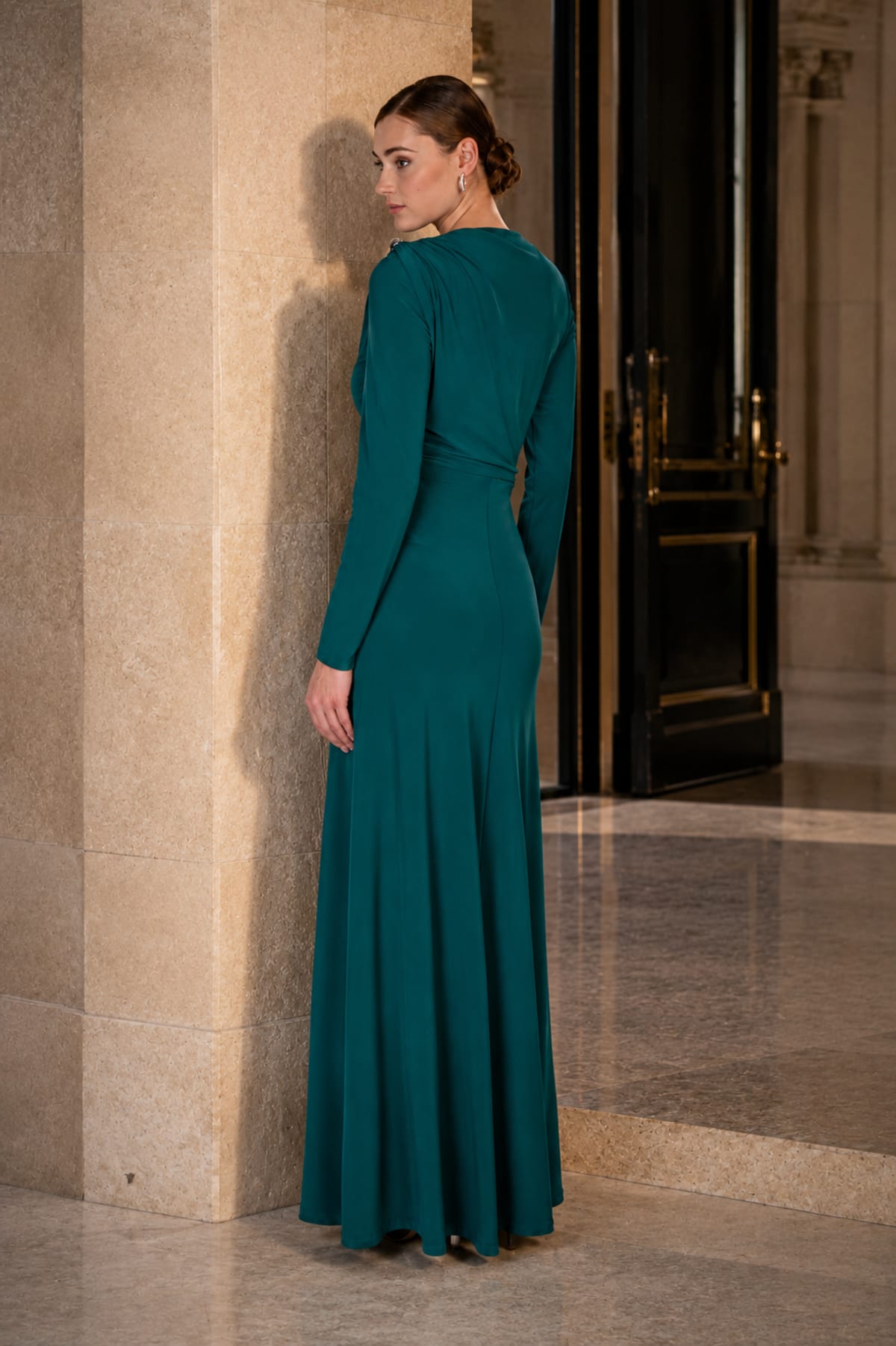 Ellea - Robe longue manches longues drapée