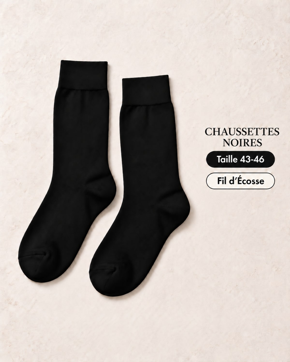 Chaussettes noires fil d'Ecosse