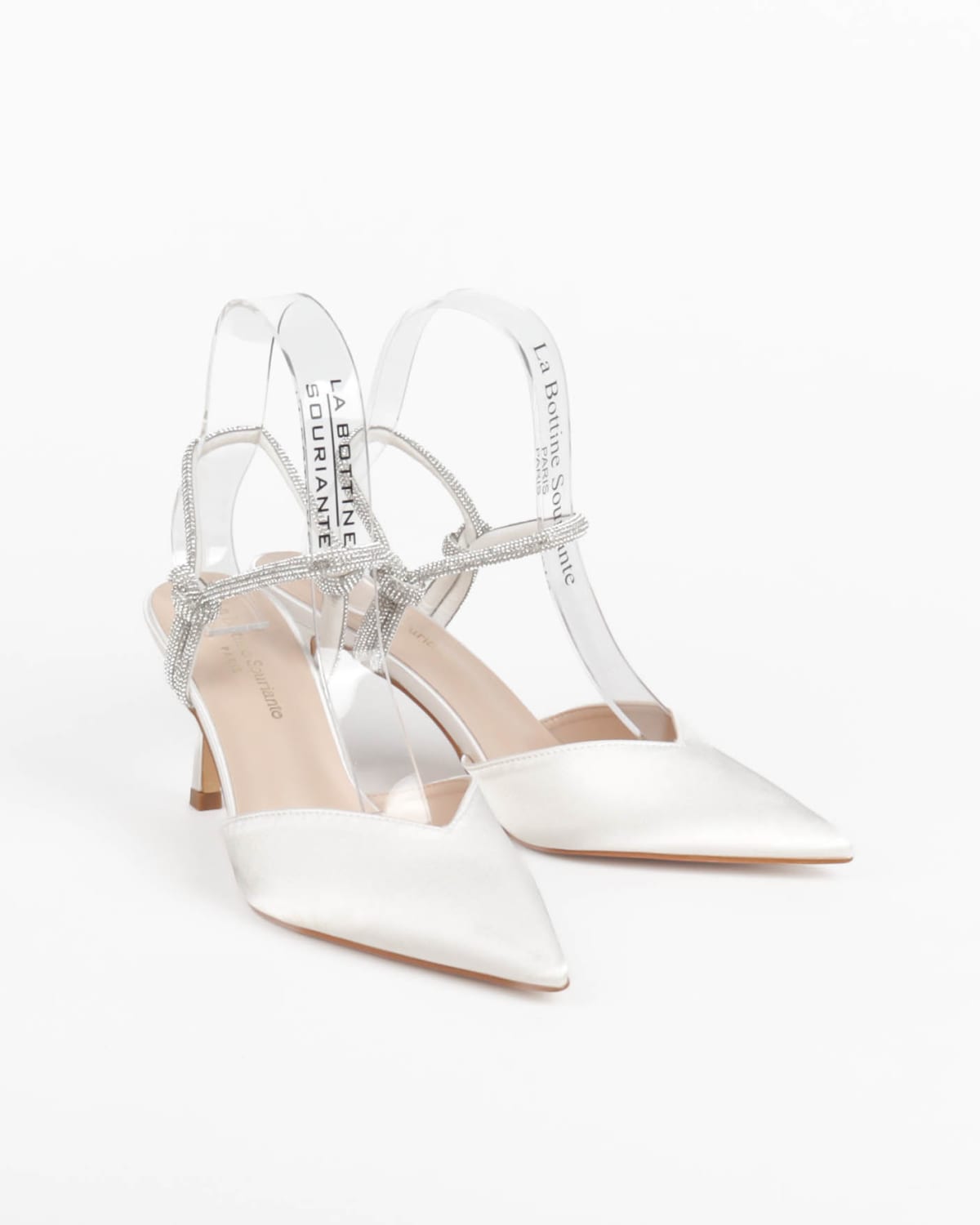 Clémia — escarpins ouverts rose poudré bride bijou talon fin 6 cm