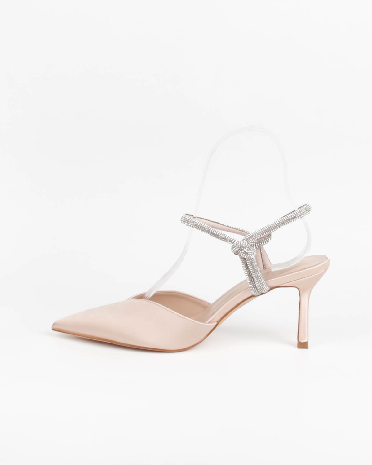 Clémia — escarpins ouverts rose poudré bride bijou talon fin 6 cm