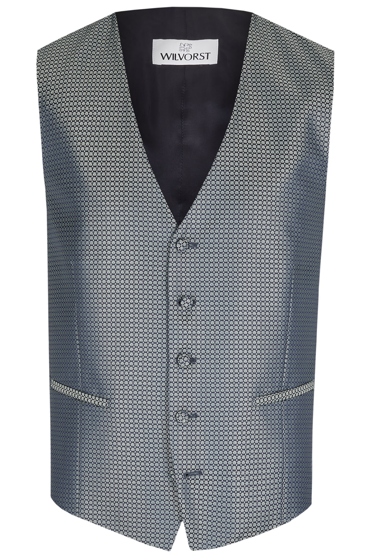 Gilet 427111/43 bleu et vert motifs géométriques