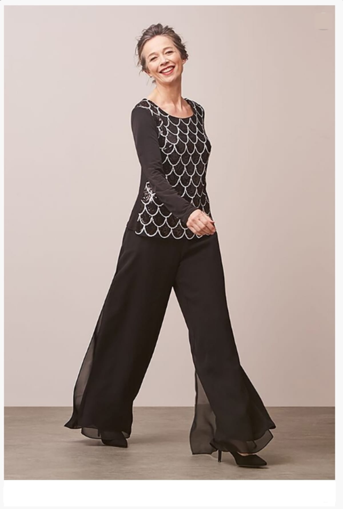Pantalon fluide Gina Bacconi coupe ample taille haute matière légère