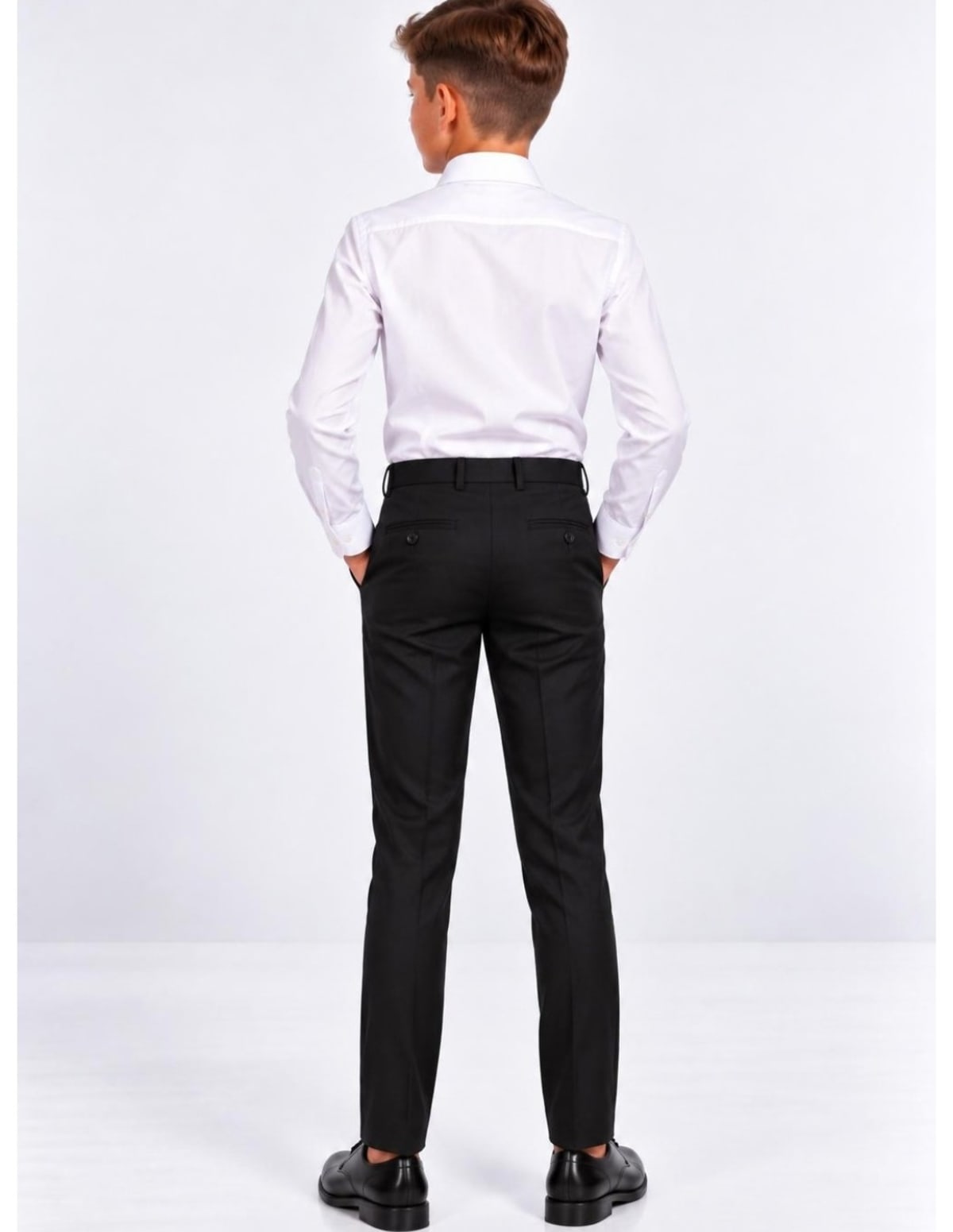 Pantalon Jeremy noir slim ceinture bouton