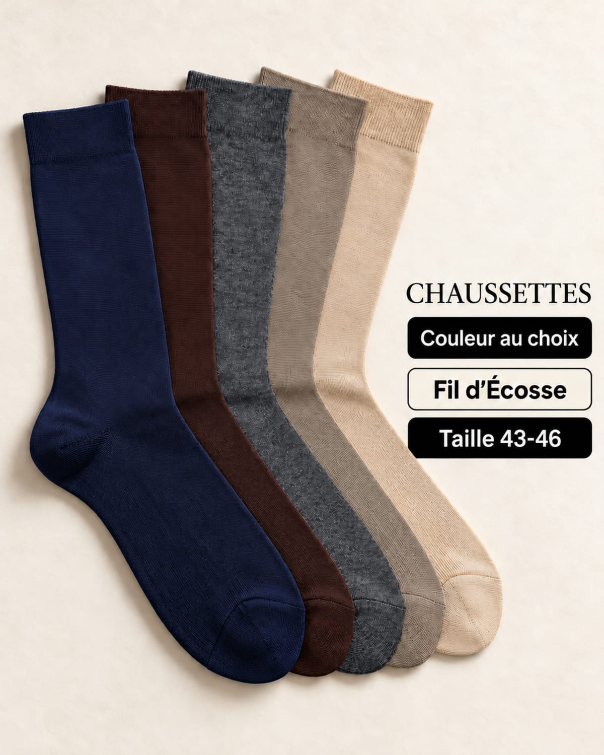 Chaussettes en fil d'Ecosse couleur au choix