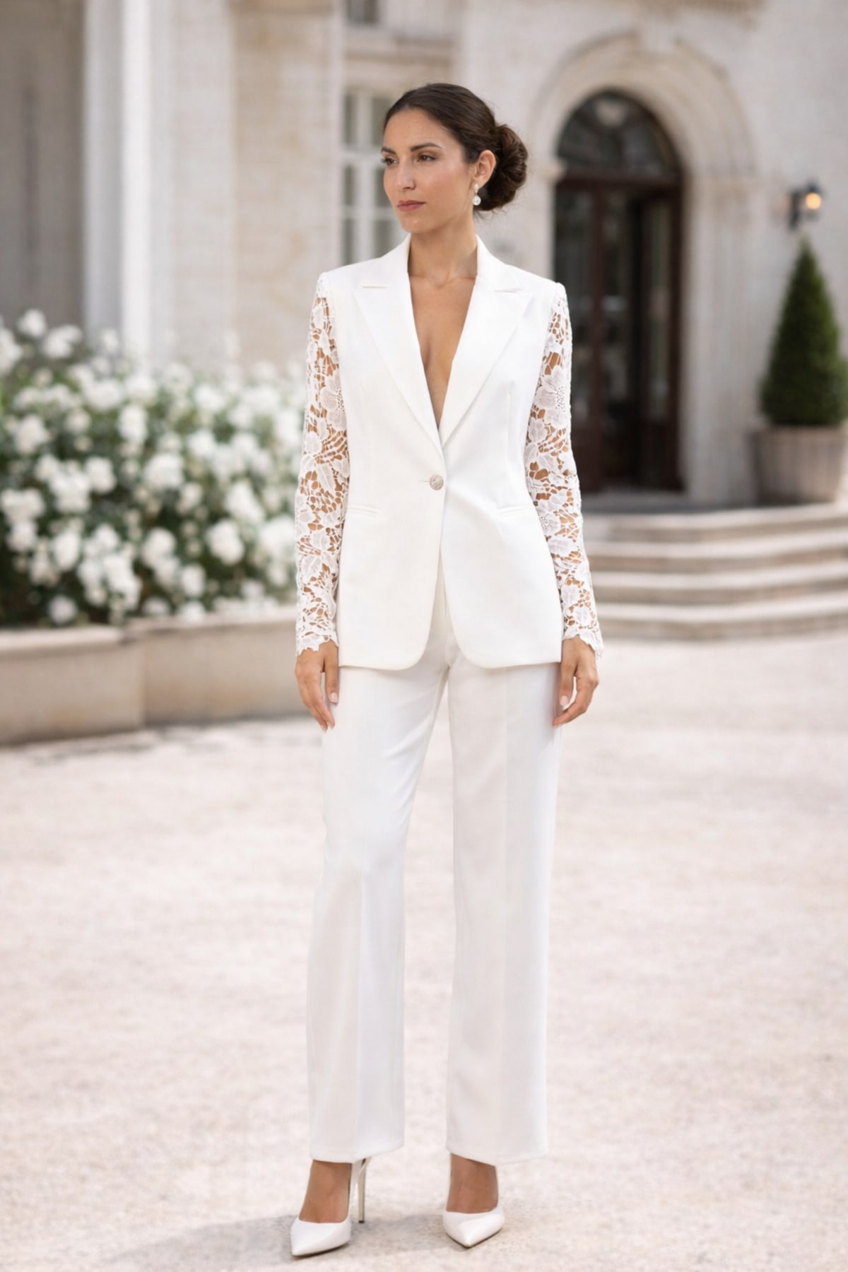 Pantalon Gloria taille classique coupe droite tissu fluide structuré