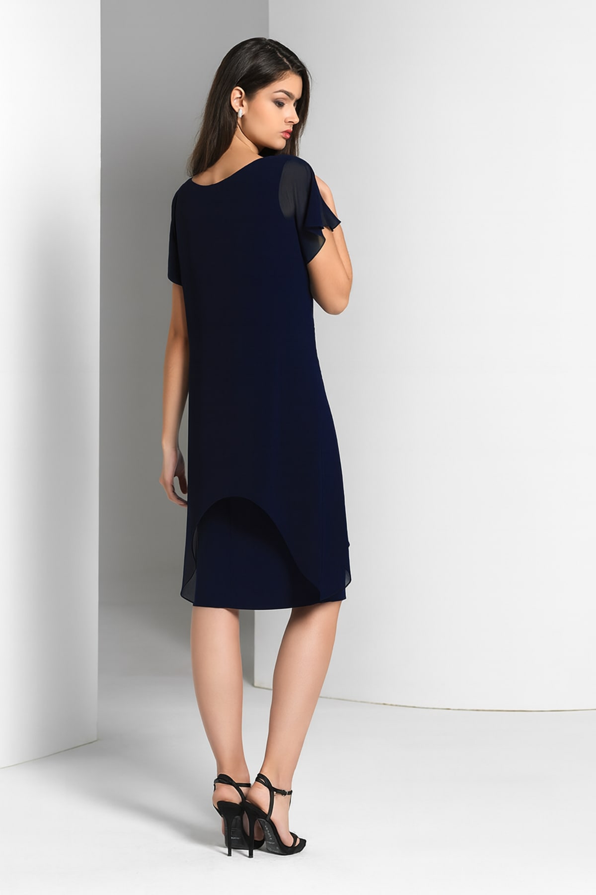 Elane — robe courte cocktail drapée strass