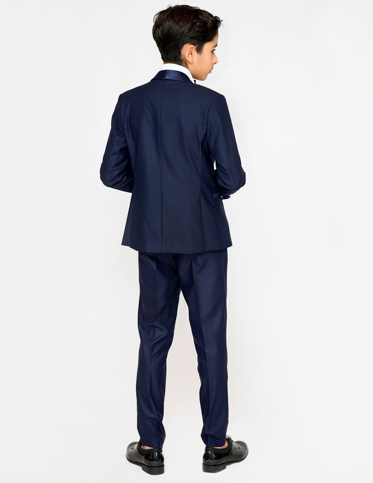 Veste Loic col châle satin bleu marine