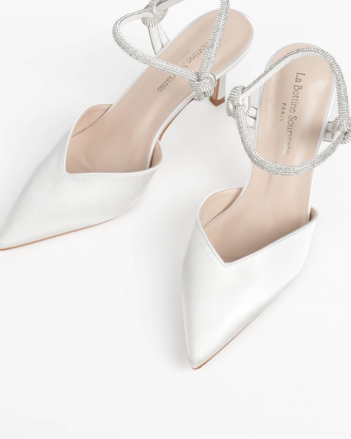 Clémia — escarpins ouverts rose poudré bride bijou talon fin 6 cm