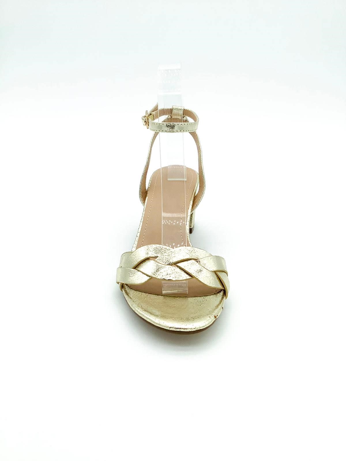Marion — sandale talon bas 4cm doré irisé