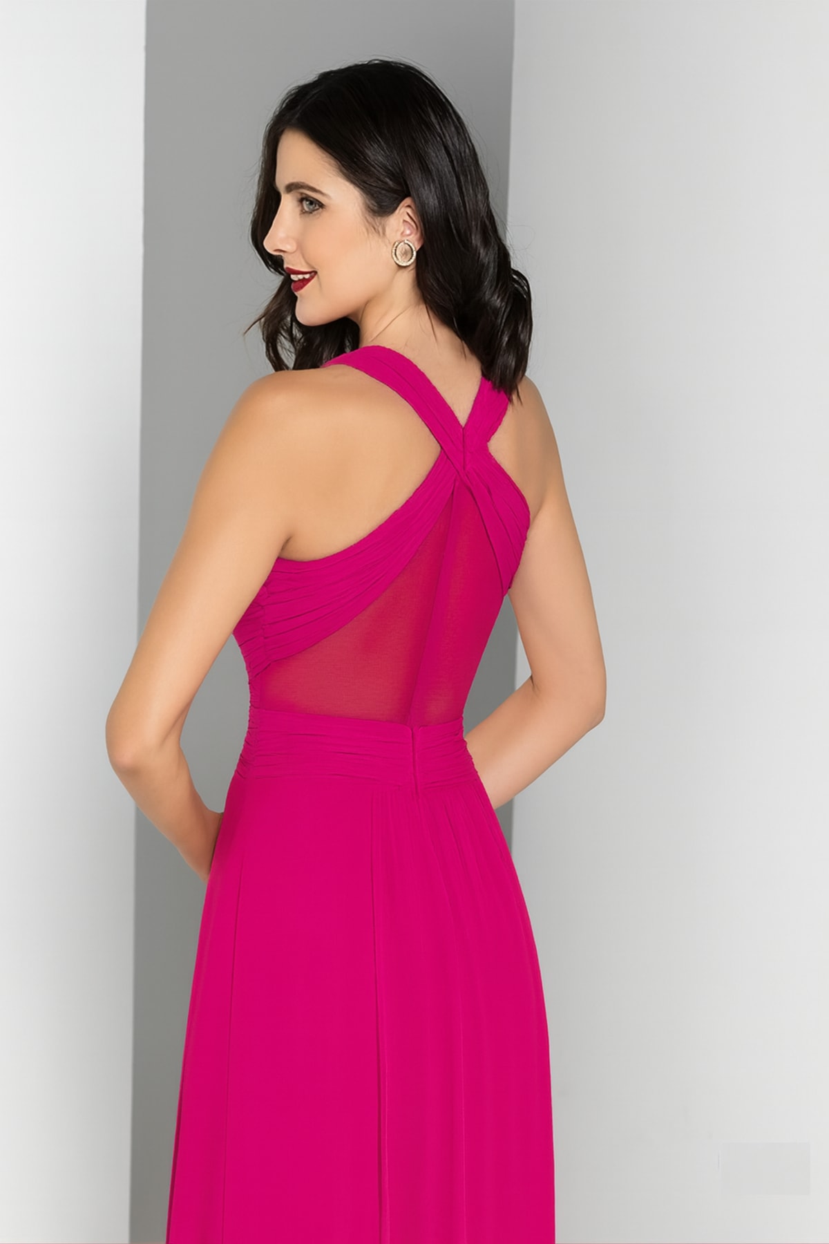 Julia — robe longue glamour cache-cœur plissé découpes drapées