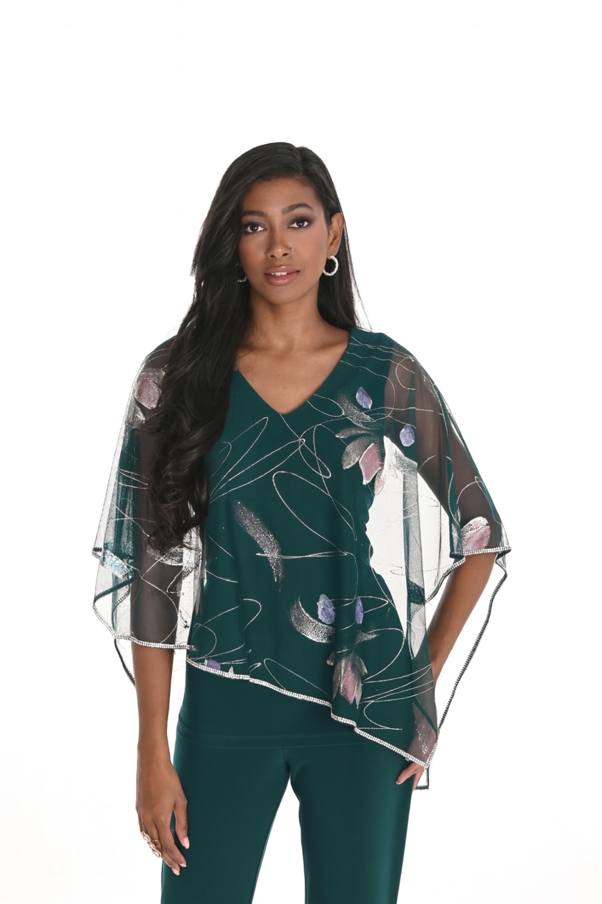 Jada top — top fluide tulle imprimé strass