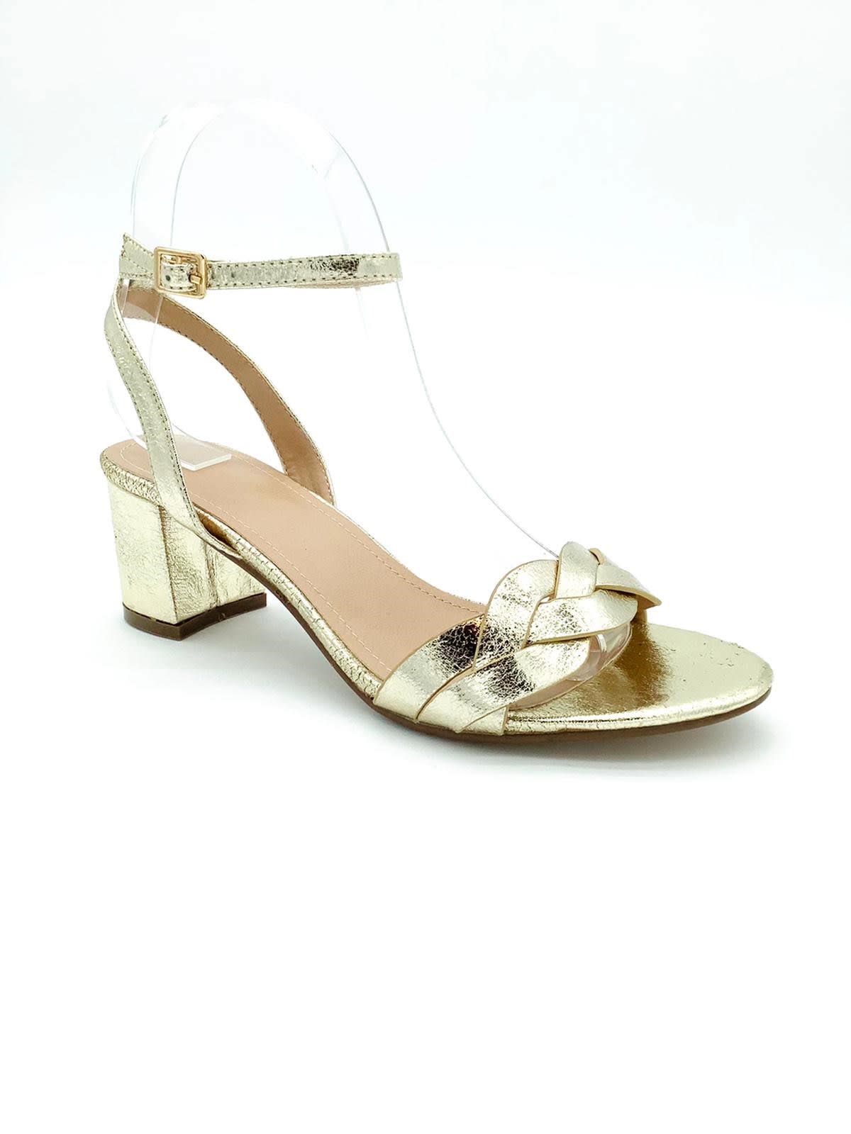 Marion — sandale talon bas 4cm doré irisé