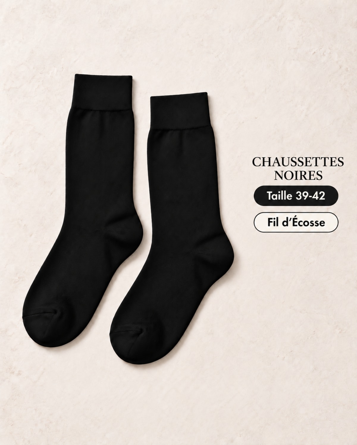 Chaussettes noires fil d'Ecosse