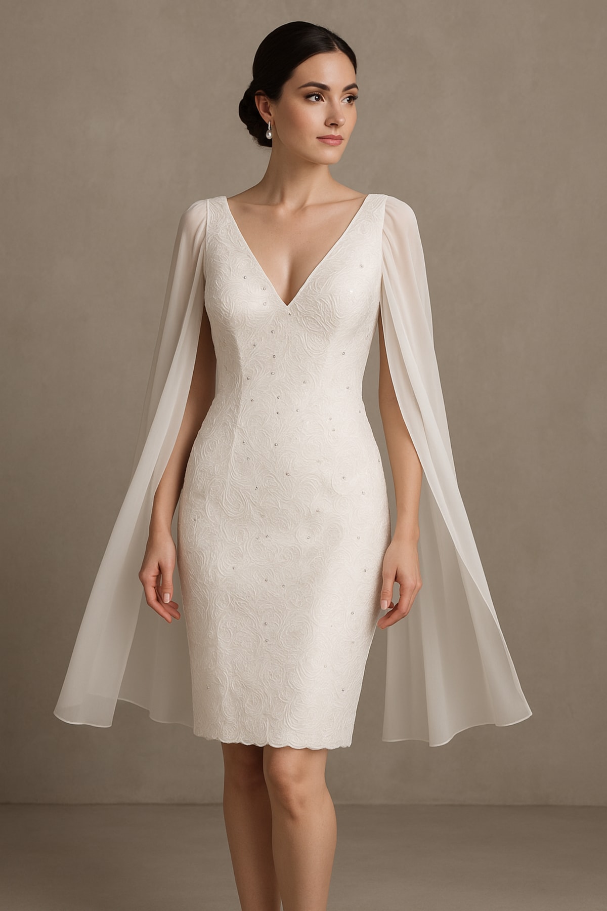 Blanca — robe courte dentelle brodée motifs floraux strass