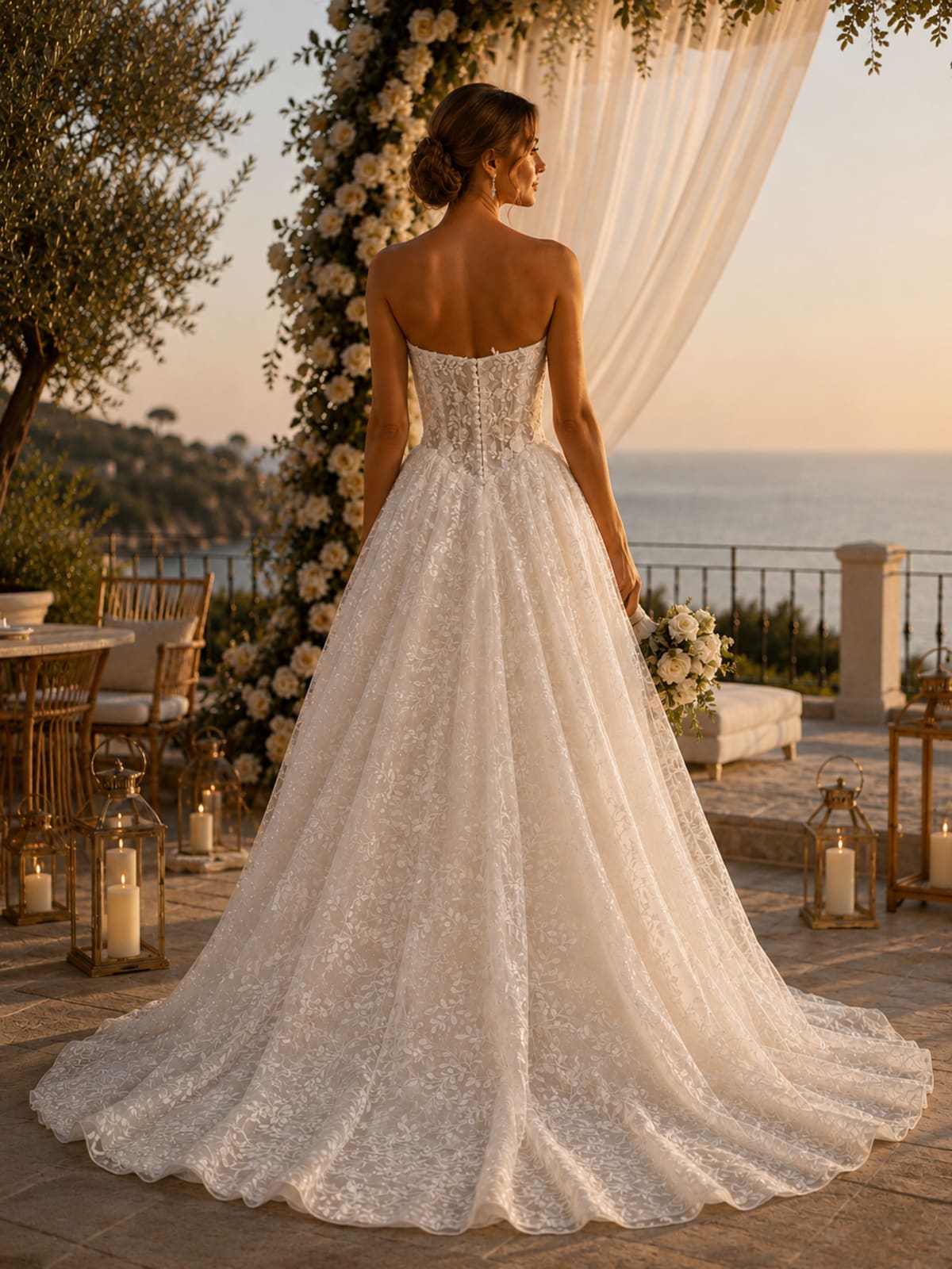 Elliott - Robe de mariée princesse en tulle brodé pailleté