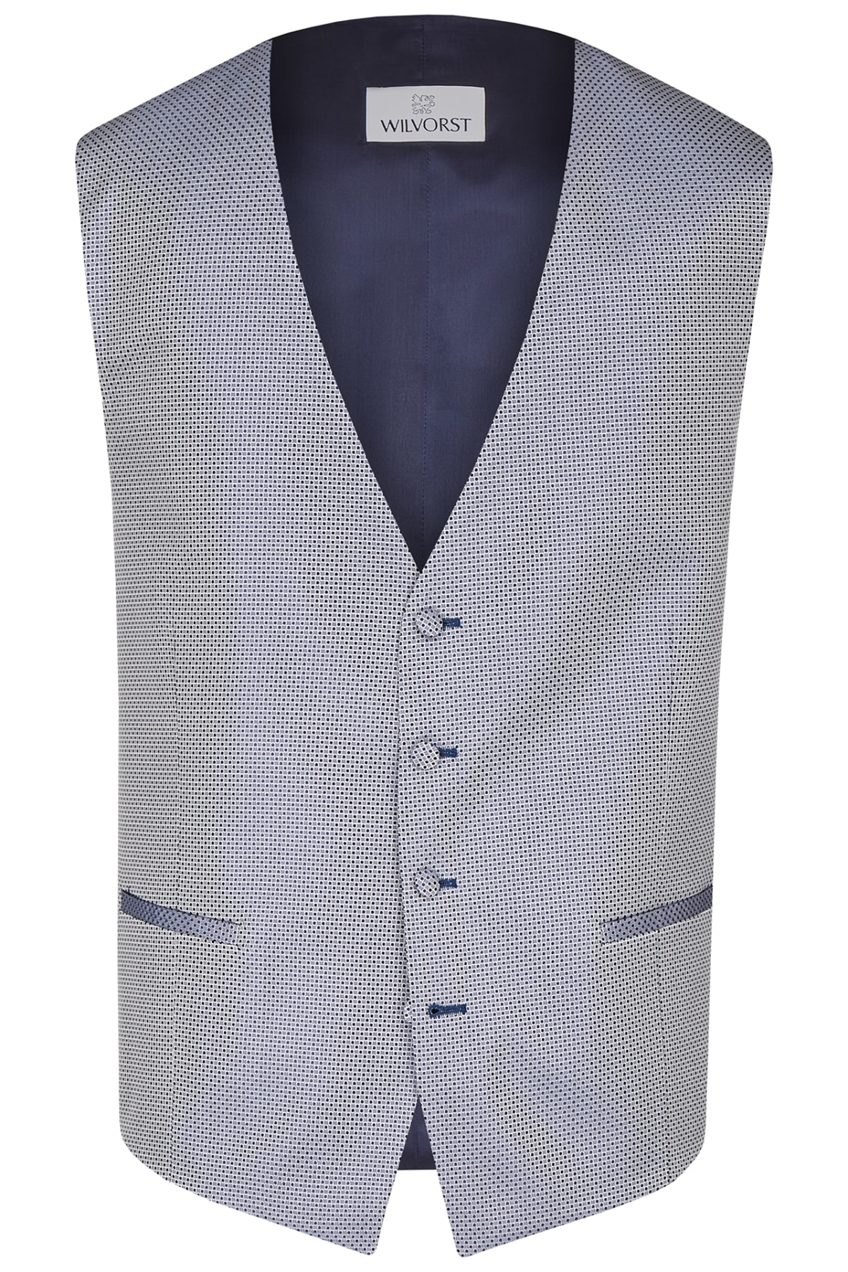 Gilet 447102/34 bleu marine petit pois sur gris argenté