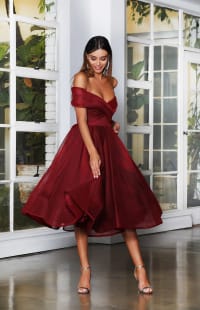 Jade — robe courte rétro tulle nid d'abeille bustier drapé