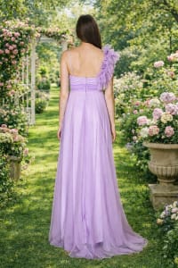 Liliana — robe longue tulle pailleté buste croisé ceinture