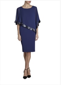 Adèle — robe courte boléro sequins bleu marine