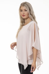 Top Donatienne boléro fluide mousseline bordé de strass argent