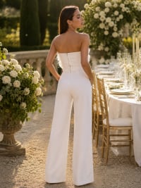 Esther — combinaison bustier plumes ceinture amovible