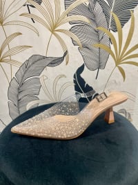 Cendrine — escarpins transparents bouts pointus strass perles talon nude 5 cm