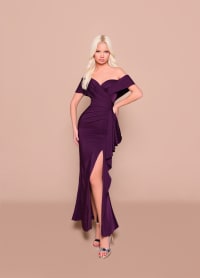 Octavia — robe longue sirène décolleté croisé épaules dégagées