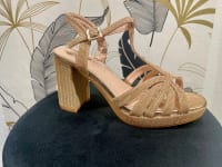 Rowena — sandale bride talon carré 8 cm plateforme 2 cm irisée pailletée