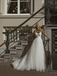Fleur — robe de mariée longue tulle soft dentelle sequins