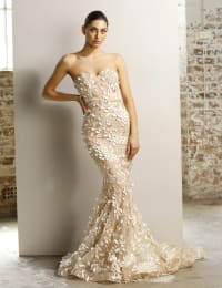 Olana - Robe longue sirène à broderies florales 3D