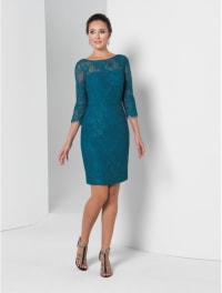 Louise — robe cocktail courte manches longues dentelle jupe amovible volants