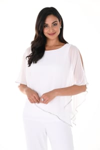 Top Donatienne boléro fluide mousseline bordé de strass argent