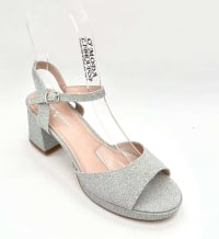 Fléa - Sandales talon bloc 5 cm pailletées bride cheville plateforme