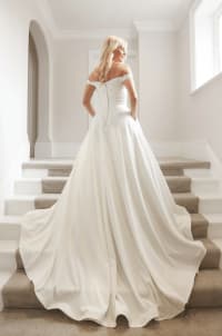 Azzurra — robe longue bustier plissé dentelle crêpe