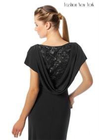 Simra — robe droite décolleté V sequins poitrine