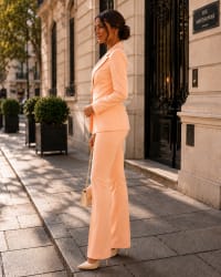 Veste Gabby - col tailleur 1 bouton couleur pêche