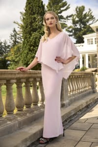 Frédérique — robe longue droite cape boléro asymétrique strass
