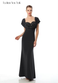 Simra — robe droite décolleté V sequins poitrine