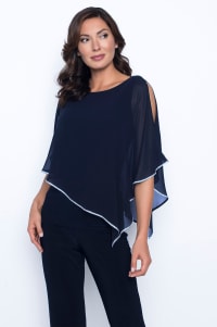 Top Donatienne boléro fluide mousseline bordé de strass argent