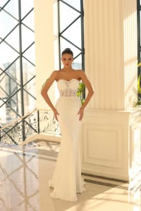 Margaux - robe longue bustier dentelle fourreau